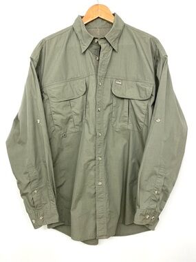 Pacific Trail Vented Utility Hiking Shirt Men’s L Khaki Green Button Front